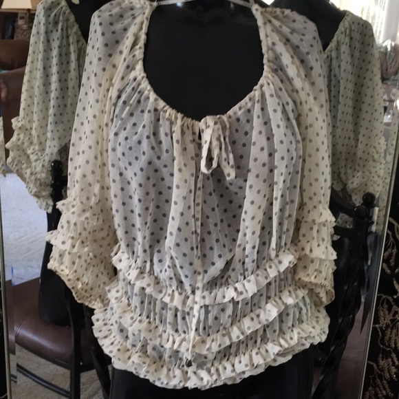 polka dot off-shoulder top - Picture 1 of 5